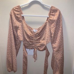 Le Lis rushed front tie back crop top